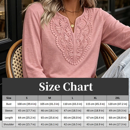 Top Pick - Lace-Trim V-Neck Blouse – Breathable Fabric & Flattering Drape for Work or Weekend